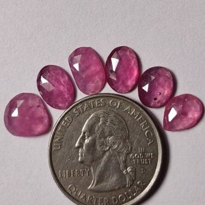 6 Pcs Ruby Glass Filled Rose Cut Gemstones, AAA Grade Faceted Slices (10.60x7.50mm)