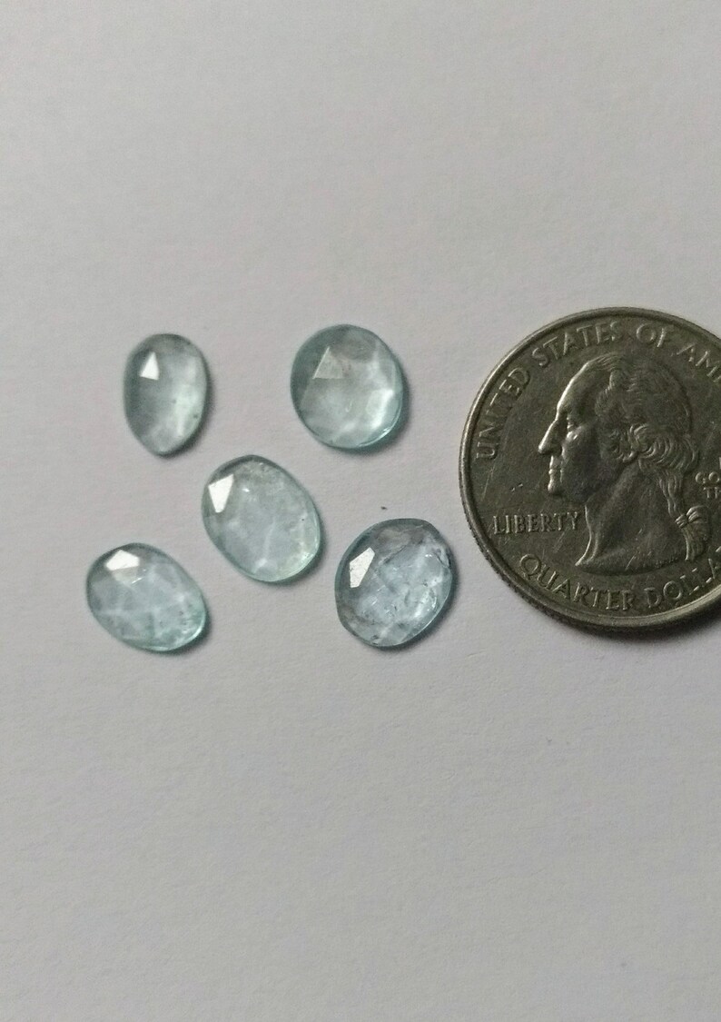 5 Pcs Lot Aquamarine Natural Rose Cut Slice Aquamarine Faceted Cabochons Rose Cut Aquamarine Loose Gems,silversmith,gold smith
