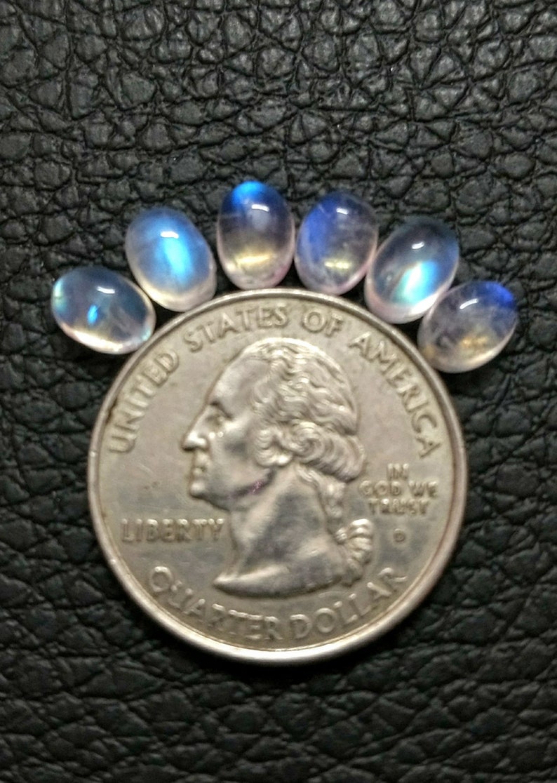 7x5 mm Oval Cabochon AAA Moonstone Cabs Silver Jewellery Moonstone Cabochon wire wrap stone 6 Pcs Oval Shape Natural Moonstone Rainbow