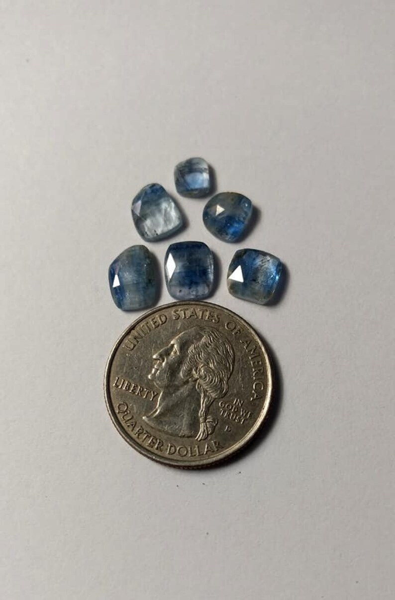 Loose Gemstones Lot 6 Pcs lot Kyanite Natural Rose Cut Slice Rose Cut Slice Cabochon Kyanite Cabochon Faceted