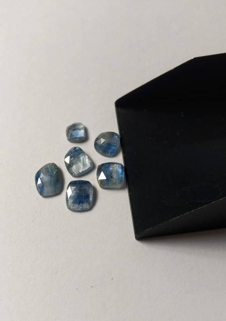 Loose Gemstones Lot 6 Pcs lot Kyanite Natural Rose Cut Slice Rose Cut Slice Cabochon Kyanite Cabochon Faceted