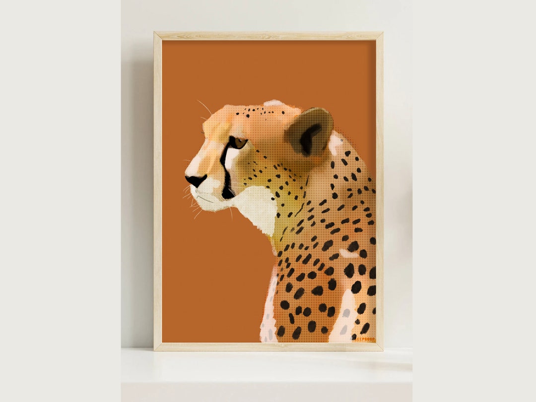 Cheetah Digital Illustration A4 Big Cat Wall Art Digital Etsy