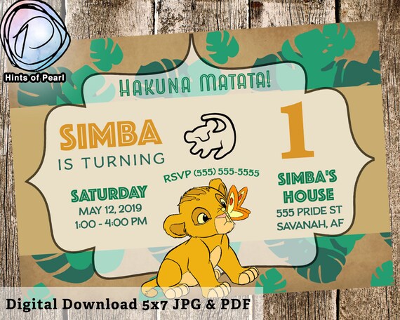 Le Roi Lion Premier Anniversaire Invitation Numerique Simba Etsy France