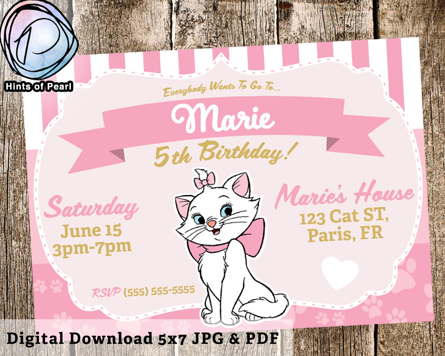 Aristochats Anniversaire Invite Invitation Numerique Texte Etsy