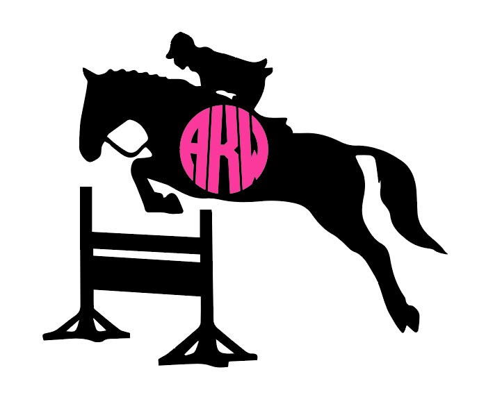 Horse jumping monogram decal sticker Equestrian decal Etsy