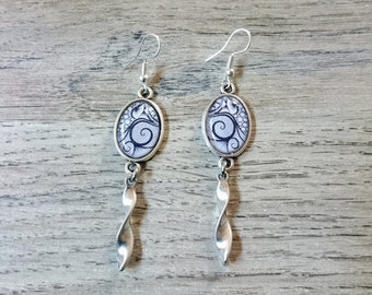 Boucles d'oreilles en noir et blanc