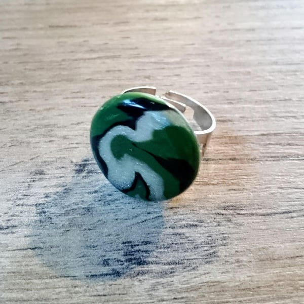 bague ronde camouflage en pâte polymère