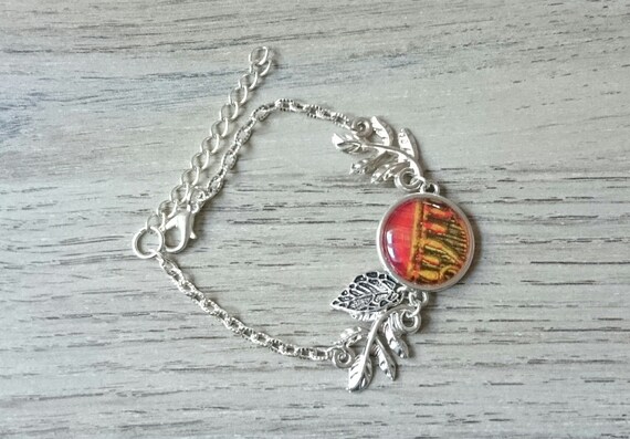 Bracelet souple et son cabochon aux couleurs d'automne