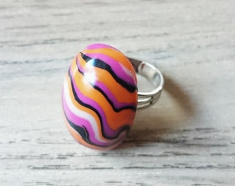 Bague en pâte polimère aux couleurs fruitées