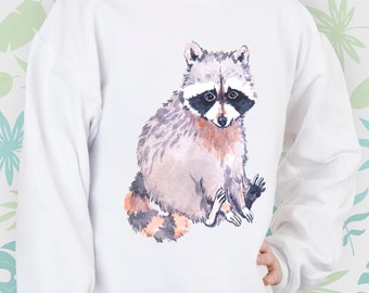 Sweatshirt kawaii Sweatshirt raccoon Cute sweatshirt Gift for her Raccoon sweater Sweatshirt women Sweatshirt art Sweater for women