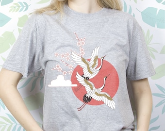 Japan shirt Men Women Unisex shirt Japanese vintage shirt Cute Flowers Girl shirt Graphic tshirt Sakura shirt Bird tee shirt Japan t shirt