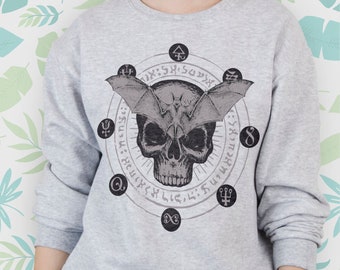 WxjvbmxbPow Bat Skull Mens Cotton Soft Double Sides Print Long Sleeve Crewneck Sweatshirt WxjvbmxbPow Bat Skull Mens Cotton Soft Double Sides Print Long Sleeve Crewneck Sweatshirt