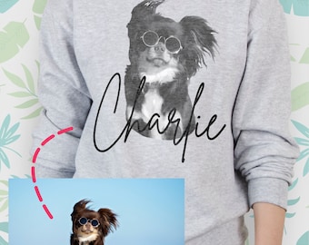 Dog sweatshirt for Women Men Girl sweater Custom Design Graphic raglan With Dog Name Cute Personalized Picture Pet Photo Crewneck Gift idea