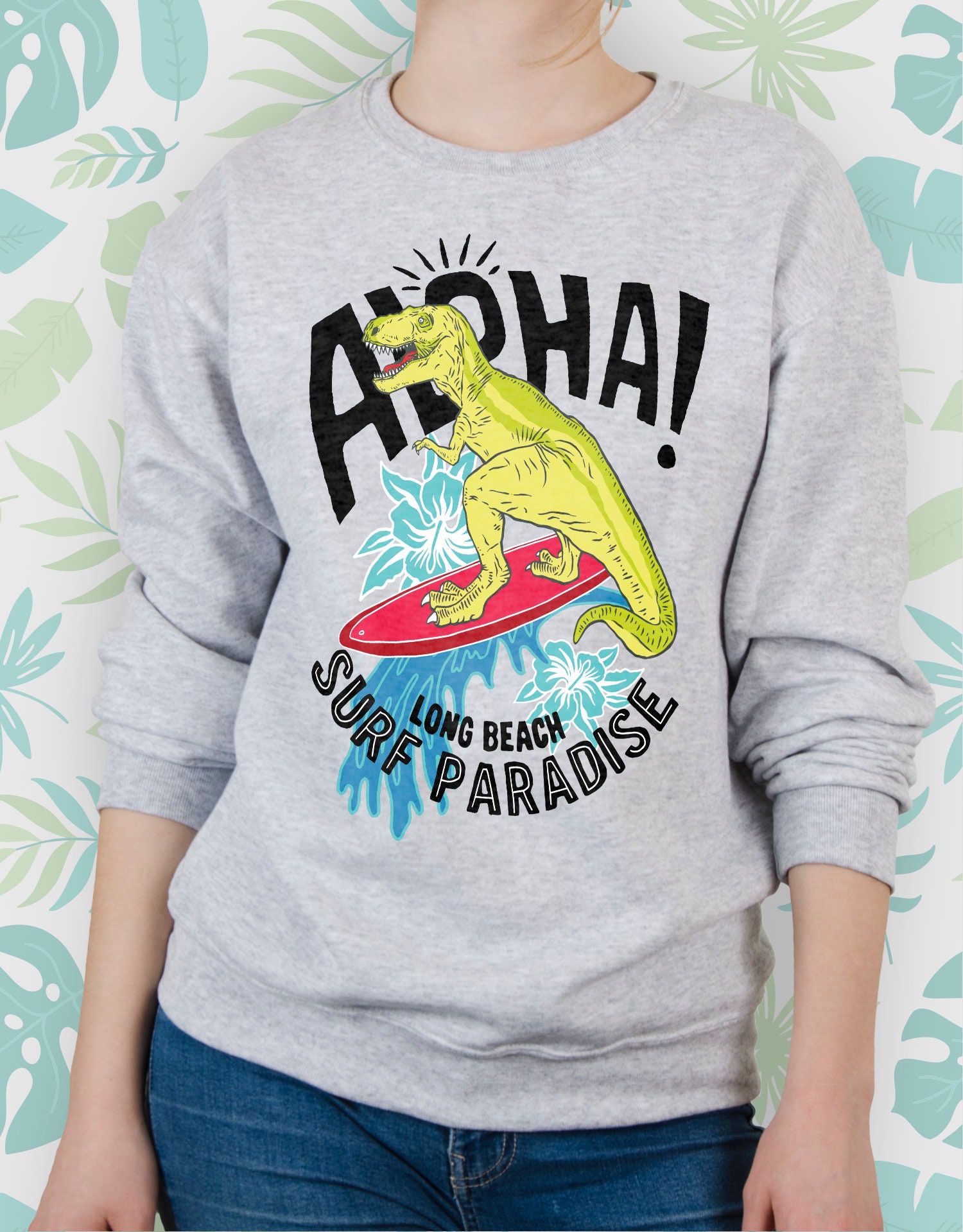 Hawaii sweatshirt for Women Men Girls sweater Cute Dinosaur Etsy