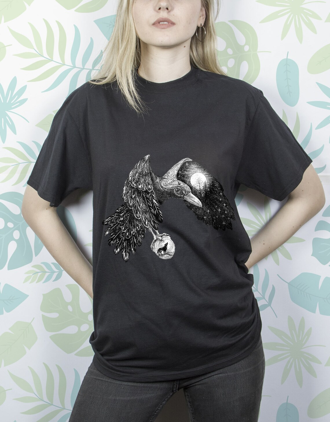 Raven shirt for Men Women Girl tee t shirt tshirt Nature Bird | Etsy