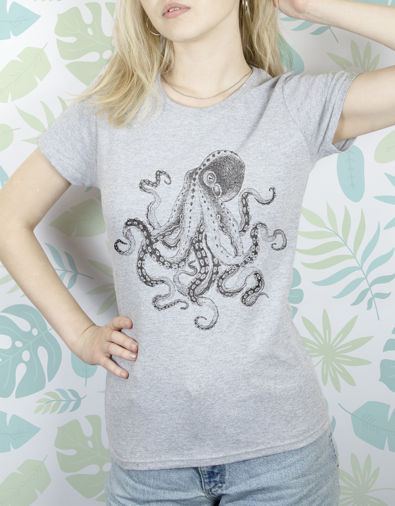 Elissa | Women's Deep Sea Octopus Tentacles Art Print Casual  Shirt main image 1