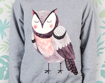 Owl sweatshirt Men Women Girl sweatshirt Kawaii Cute Graphic sweater Kind Owl Bird Animal Unisex raglan Crewneck sweatshirt Gift for him her