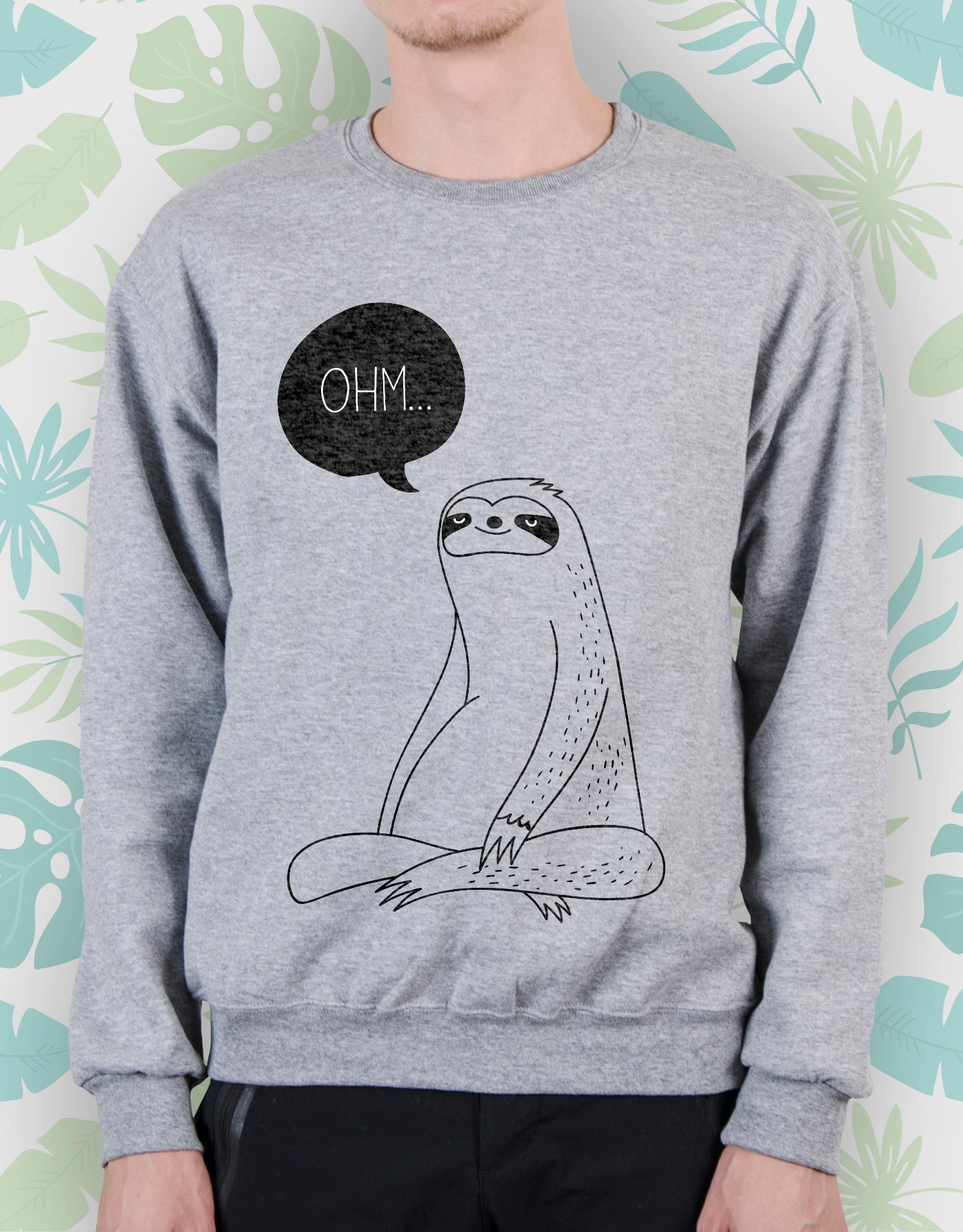 Sloth Sweatshirt Namaste Animal Graphic Sweatshirt Men Women Etsy