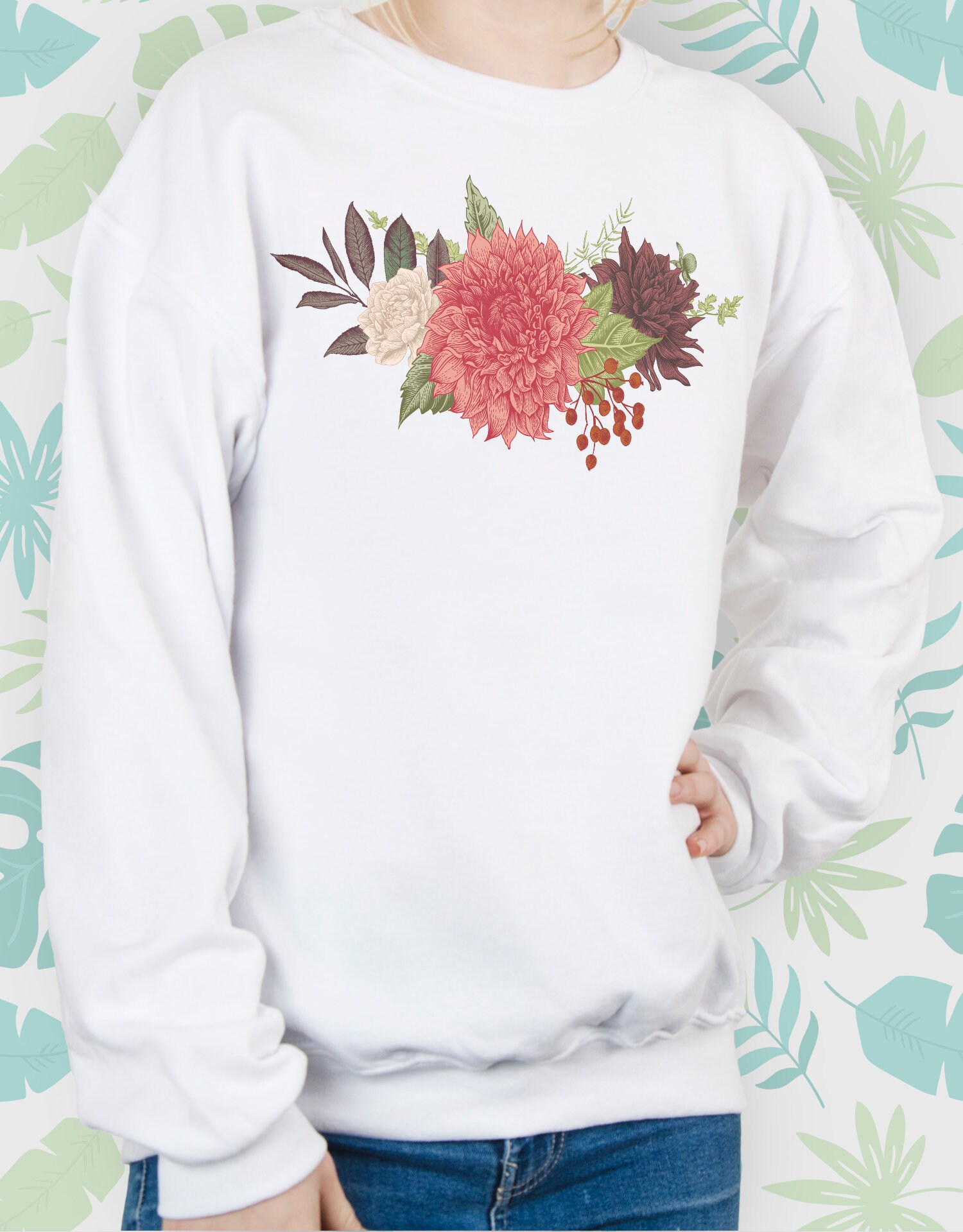 Flowers sweatshirt for Women Men Girls sweater Vintage Etsy