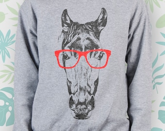 Horse Cute Funny Animal sweatshirt Men Women Unisex Graphic sweatshirt Art Hipster Nature Crewneck sweatshirt Horse jumper Gift for Him Her
