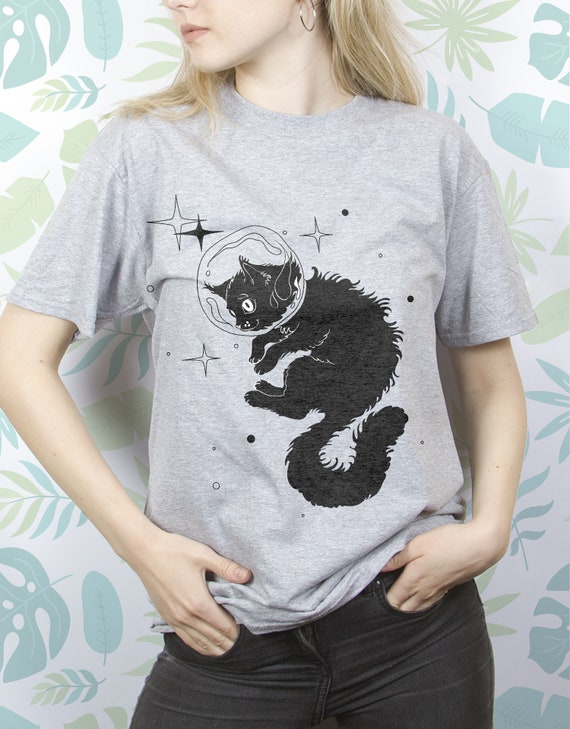 Tshirt with cat Shirt space Tshirt astronaut White cat shirt Tshirt of art Tshirt youth Tshirt art Shirt for women Tshirt girls 