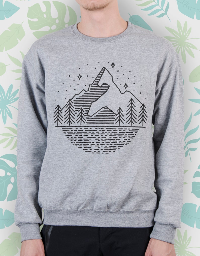 mountain printed crew neck casual sweatshirt