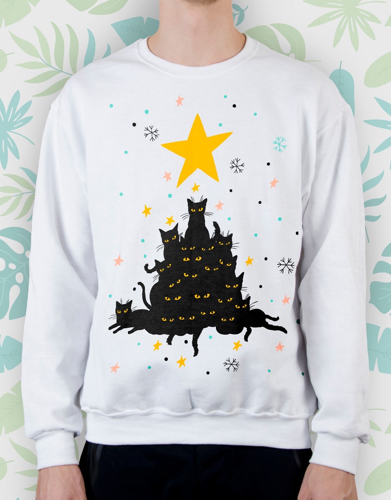 Christmas Cat Cute Kitten sweatshirt Women Unisex Men Girl Etsy