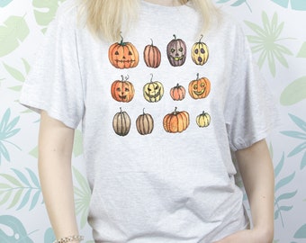 Halloween shirt for Women Men t shirt tshirt Aesthetic Pumpkins Kawaii Fall Autumn Spooky Halloween Graphic Design Unisex shirt for Teens