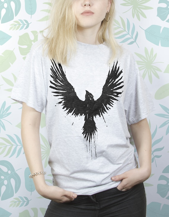 Crow shirt for Men Women Girl tee t shirt tshirt Art Nature Graphic tee shirt Guy Lady Goth Animal Bird Raven Freedom Unisex shirt Gift idea