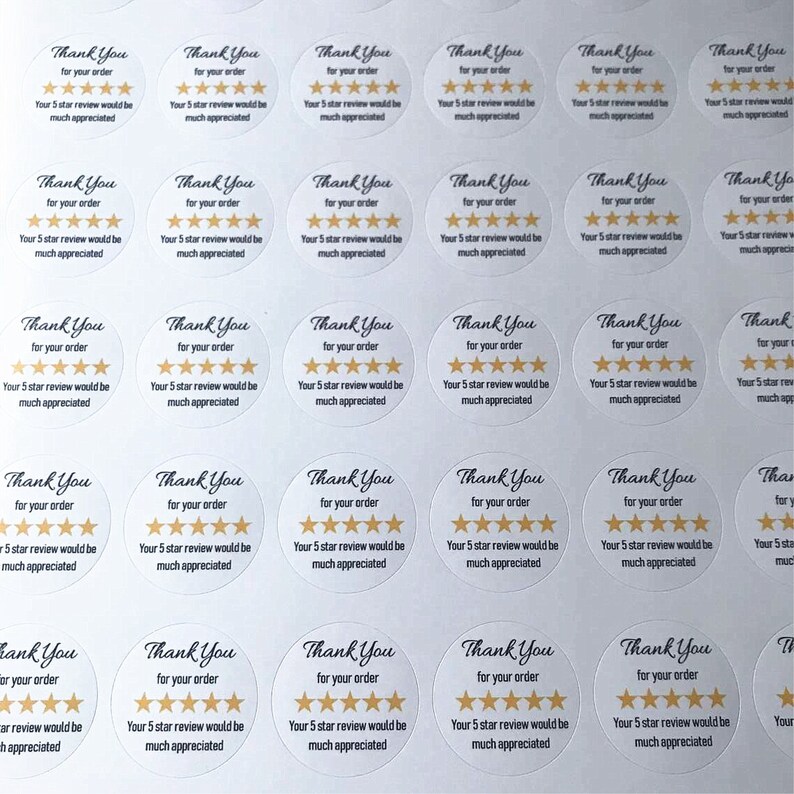 240 White Round 3cm1.18 Business Thank You For Your Order Sticker Etsy Seller 5 Star Review Labels Hand Made Product Business Logo Labels