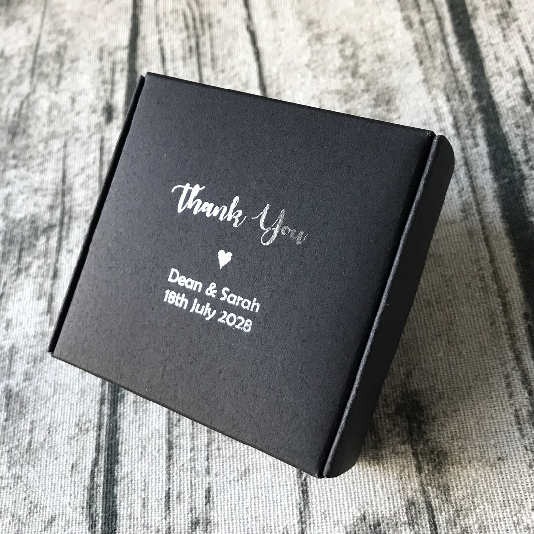 40 White Black Navy Blue Personalized Wedding Party Favor Boxes Gold ...