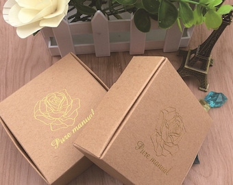 200x Business Logo Kraft Paper Box | Gold Rose Gold Foil Logo Product Packaging Box | Jewellery Cosmetics Candle Soap Product Packing Box