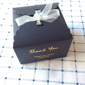25 zwarte papieren dozen Rose goud zilver blauw roze folie gepersonaliseerde bruiloft bedankjes dozen 1e verjaardag doop doop kerstcadeau dozen