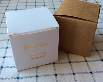 80 cajas de regalo personalizadas de papel kraft blanco para bodas, fiestas, cumpleaños, baby shower, bautizos, macarrones