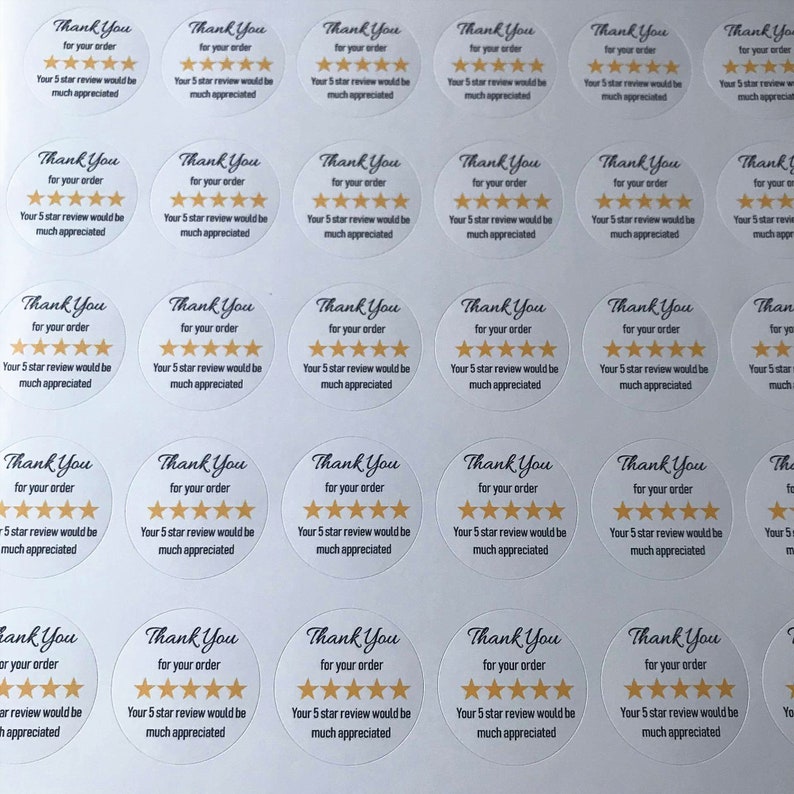 240 White Round 3cm1.18 Business Thank You For Your Order Sticker Etsy Seller 5 Star Review Labels Hand Made Product Business Logo Labels