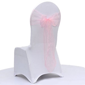 25 Pink Organza Chair Sashes Chair Bows Ties Chair Ribbon Engagement Wedding Girl 16th 21st Birthday Party Venue Chair Decoration