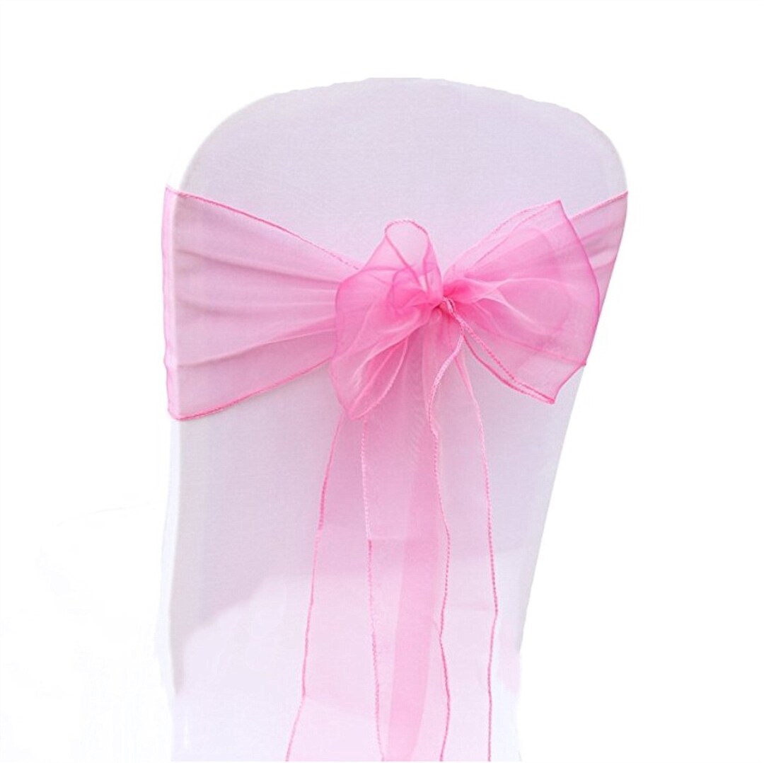 Rose Pink Organza Chair Sashes Chair Bows Ties Chair Ribbon Engagement