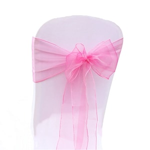 25 Rose Pink Organza Chair Sashes Chair Bows Ties Chair Ribbon Engagement Wedding Girl 21st Birthday Party Venue Chair Decoration