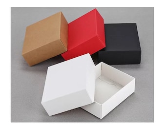 100x Base & Lid 2pcs blanco negro rojo Kraft Cajas de papel Kraft / Collar joyería jabón cosméticos embalaje caja de embalaje / Party Favor Boxes