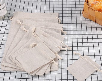 300x Natural Linen Bags Handmade Jewellery Packaging Bag | Candle Soap Fragrance Homemade Product Packing Packaging Bag | Christmas Gift Bag