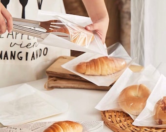 Paquete de 500 bolsas antigrasa para repostería, envases transparentes de PVC para pasteles