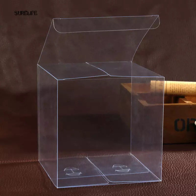 50pcs-clear/ Frost PVC Plastic Folding Packaging Small Square Box