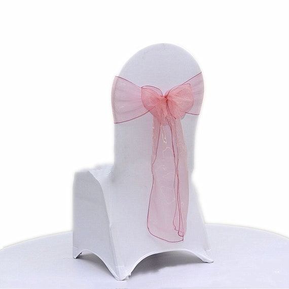 Dusty Pink Organza Chair Sashes Chair Bows Ties Ribbon Etsy