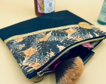 Toiletry bag - blue foliage quality cork makeup