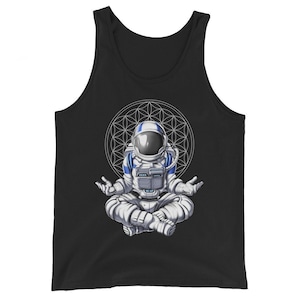 Astronaut Meditation Tank Top, Zen Yoga Tank, Spiritual Tank, Flower Of Life Tank , Sacred Geometry Tank, Yoga Clothing, Yoga Clothes