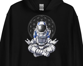 Astronaut Meditation Hoodie,Mens Yoga Hoodie, Zen Sweatshirt, Spiritual Hoodie, Meditation Clothes, Yoga Clothing, Zen Apparel, Yoga Outfit