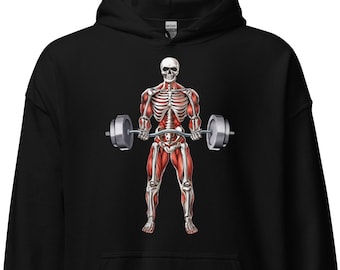 Skelettluvtröja, Fitnessluvtröja, Gymträningsluvtröja, Bodybuildingluvtröja, Bodybuilder Tyngdlyftningskläder, Träningskläder, Gymoutfit