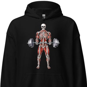 Skeleton Hoodie, Fitness Hoodie, Gym Workout Hoodie, Bodybuilding Hoodie, Bodybuilder Weightlifting Clothes, Exercising Clothing, Gym Outfit