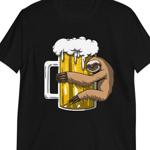 Sloth Beer Drinking Party Shirt, Mens Sloth Tee, Sloth Clothing, Funny Party Clothes, Sloth Apparel, Sloth Outfit, Beer Drinking Apparel