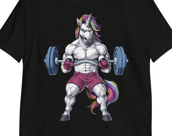Einhorn Bodybuilder Fitness T-Shirt: Gym Workout Tee